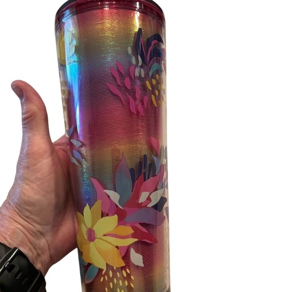 Starbucks Floral Venti‎ Tumbler 24 oz Lid & Straw Multicolor exotic plants cold - Picture 1 of 13